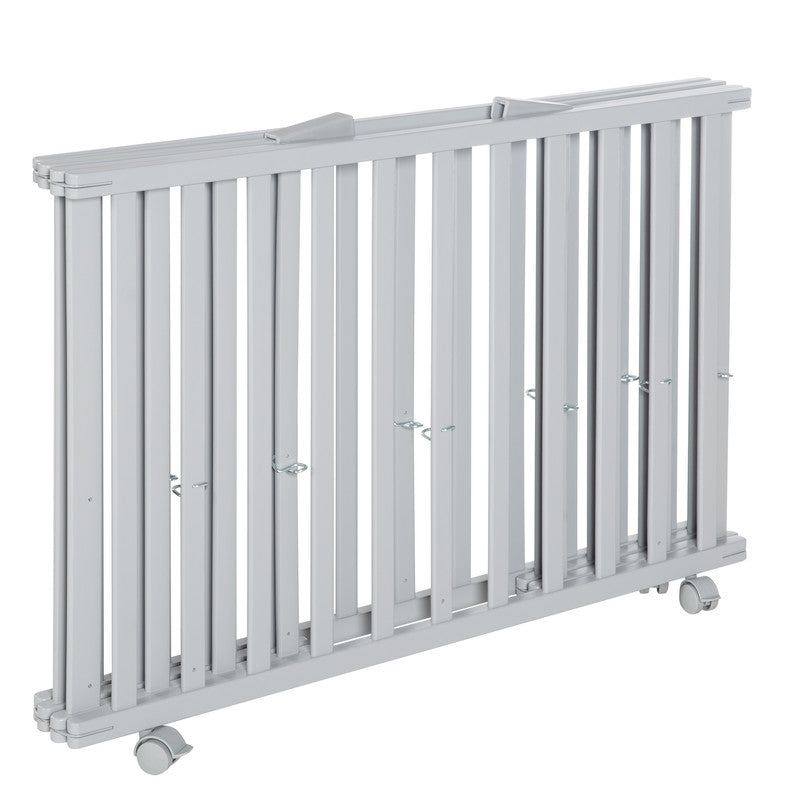 Roba Foldable Kids Playpen 74 x 100cm With Wheels White Age- Newborn & Above