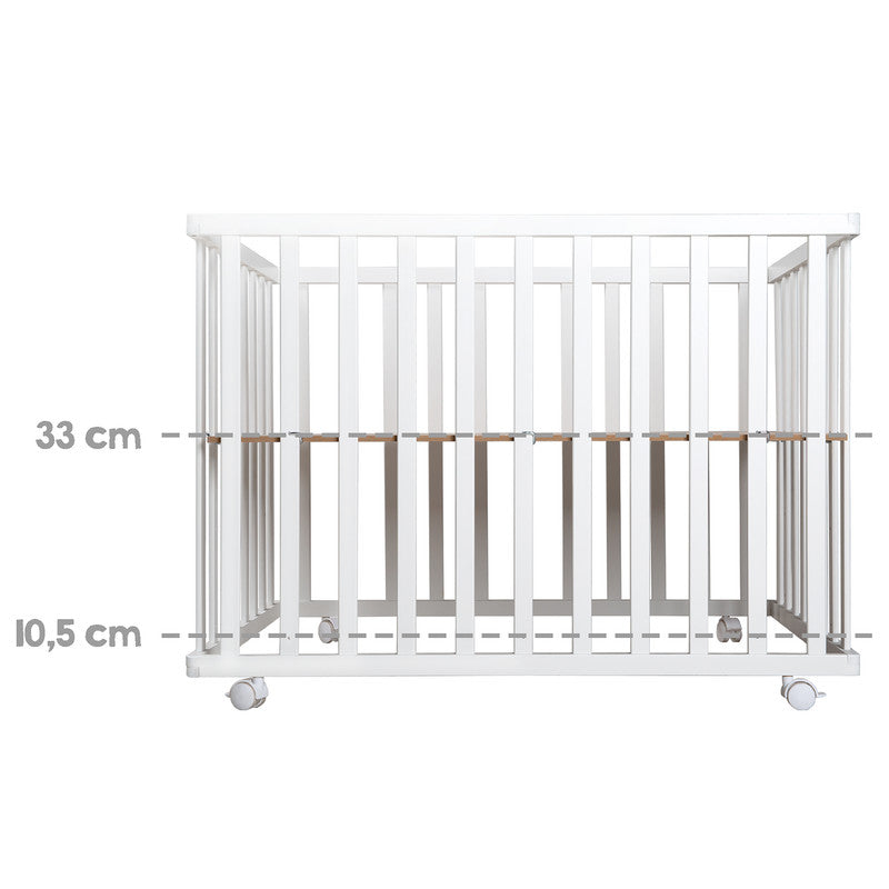 Roba Foldable Kids Playpen 74 x 100cm With Wheels White Age Newborn