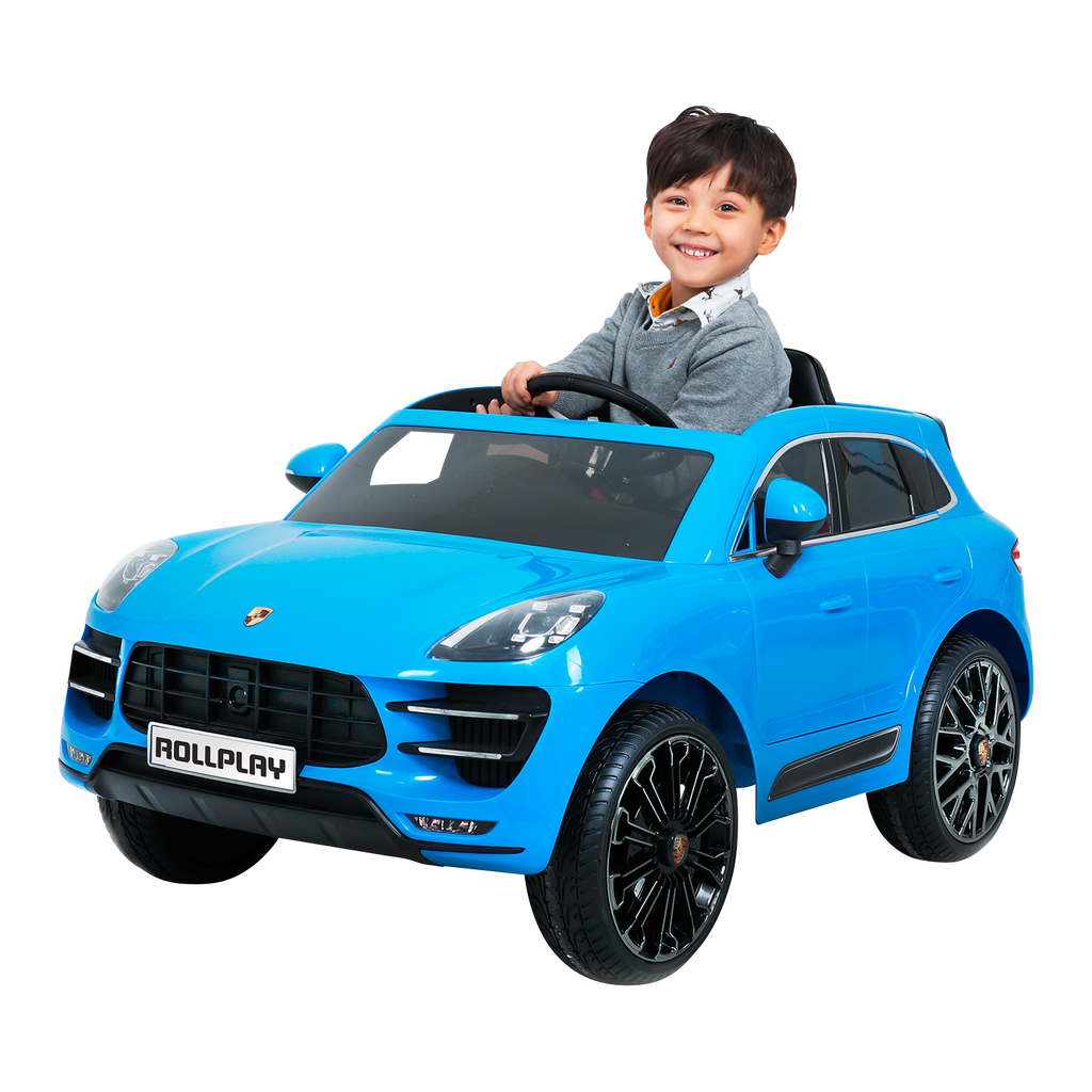 Rollplay Porsche Macan, 12V, Remote Control, Blue Age 3-6Y