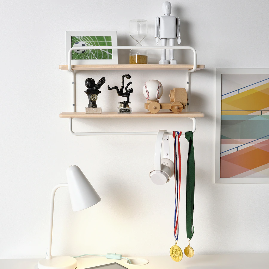 Sportslig Wall Shelf For Trophies, White/Birch