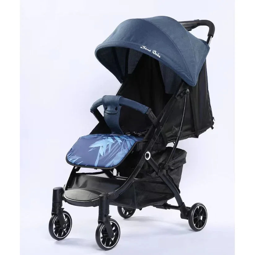 Sanbebe Baby Stroller & Push Chair Traveler Stroller with Storage Basket Black/Blue Age- Newborn to 3 Years (Holds upto 24 Kg)
