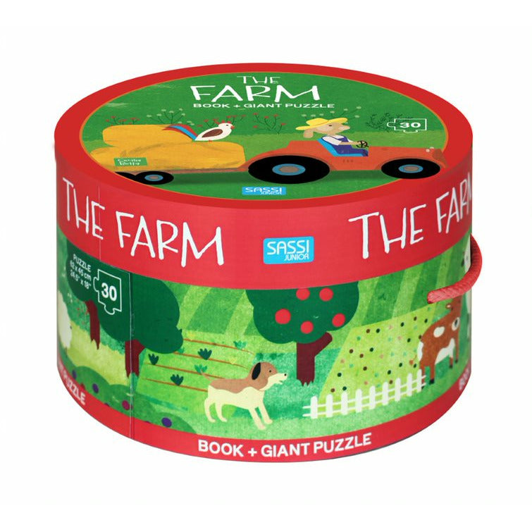 Sassi Book And Giant Puzzle Round Box The Farm Age- 3 Years & Above