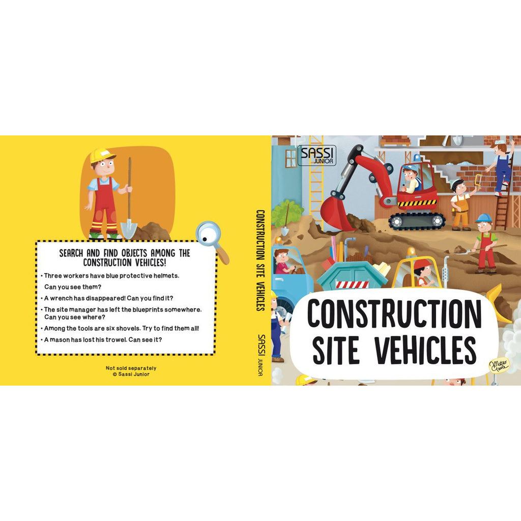 Sassi Junior Book And Giant Puzzle Round Box Construction Site Vehicles Multicolor Age- 3 Years & Above