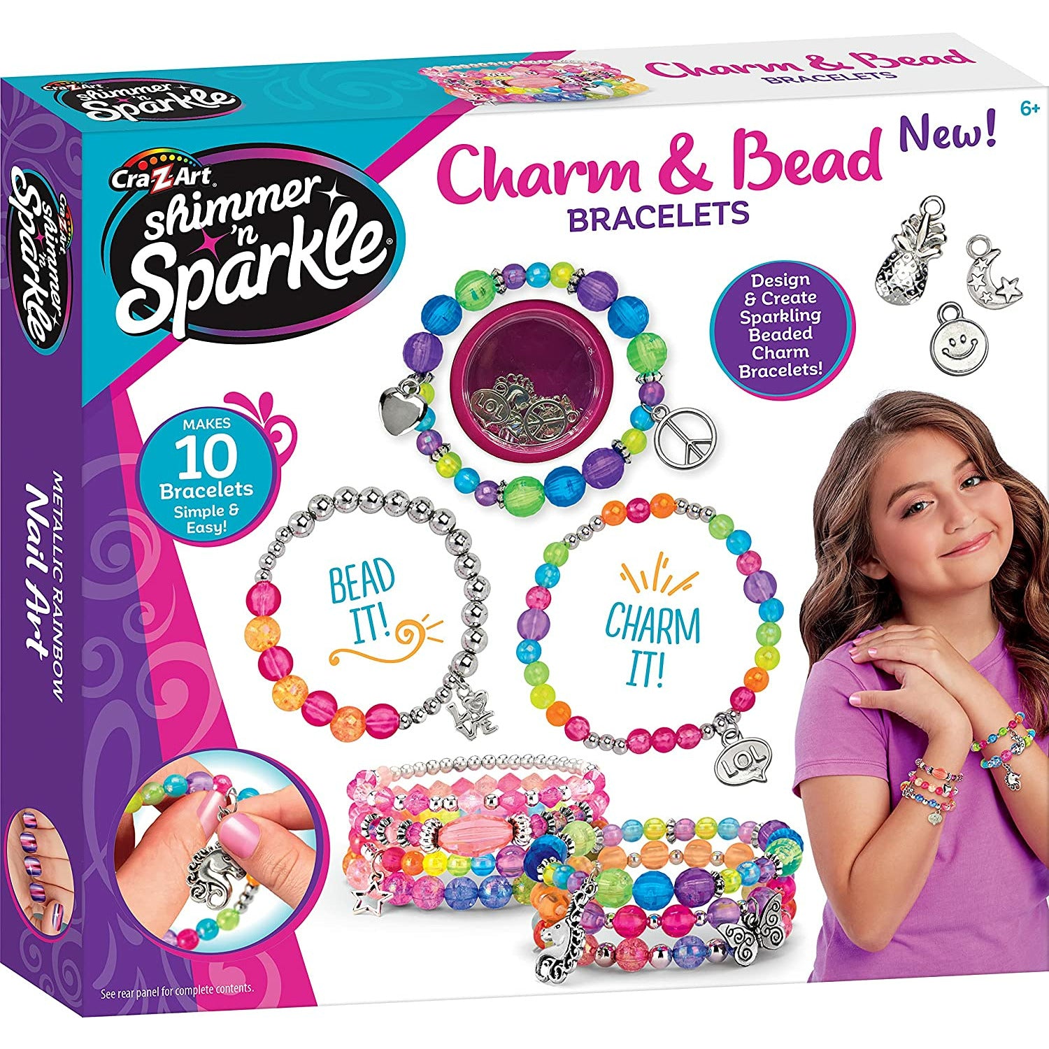 Shimmer N Sparkle Bead & Charm Bracelets Playset ( Makes 8 Bracelets) Multicolor Age-6 Years & Above