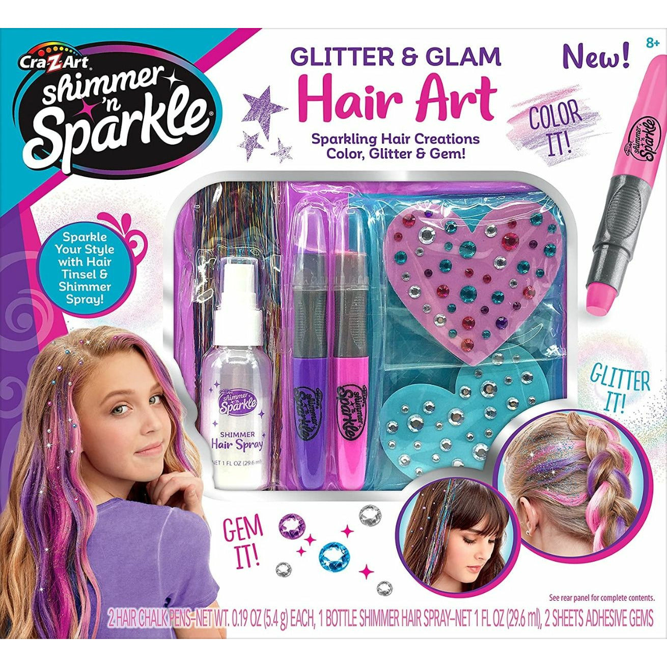 Shimmer N Sparkle Glitter & Glam Hair Art Multicolor Age-8Y+