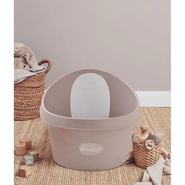 Shnuggle - Toddler Bath Tub W/ Plug & Seat Support Taupe Age- 12 Months to 4 Years