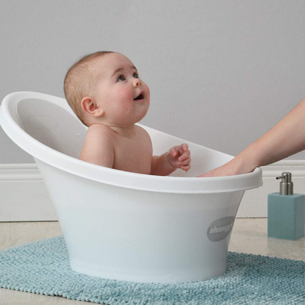 Shnuggle Baby Bath Tub - Compact Support Seat to make Bath Time Easy White/Grey Age-Newborn & Above