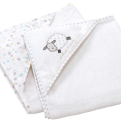 Silvercloud Counting Sheep Cuddle Robe Pack of 2 (75 x 75 cm) White Age- Newborn & Above