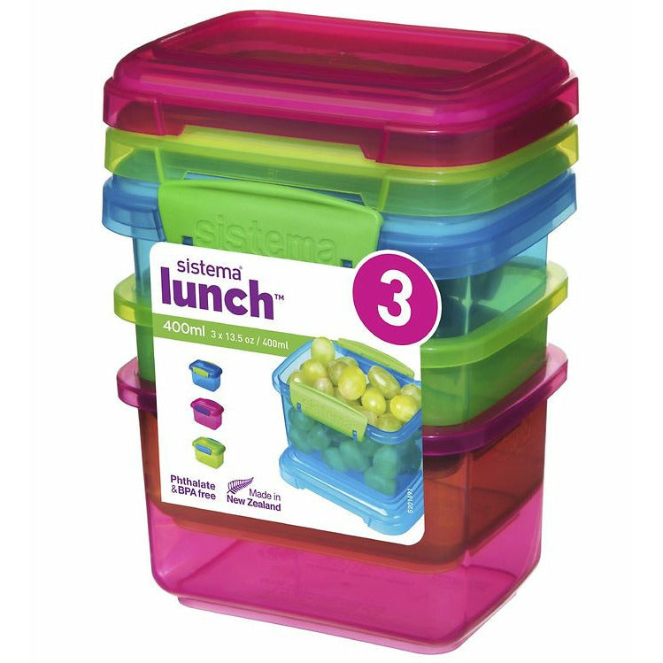 Sistema Lunch Rectangular 3 Pack 400ml