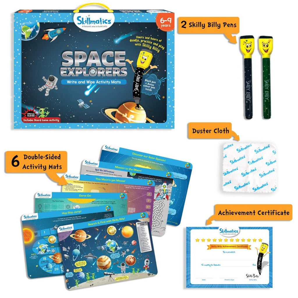 Skill Matics Space Explorers Write And Wipe Activity Mats Age- 6 Years to 9 Years