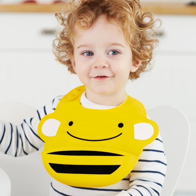 Skip Hop Zoo Fold & Go Silicone Bib Bee Age-6 Months & Above