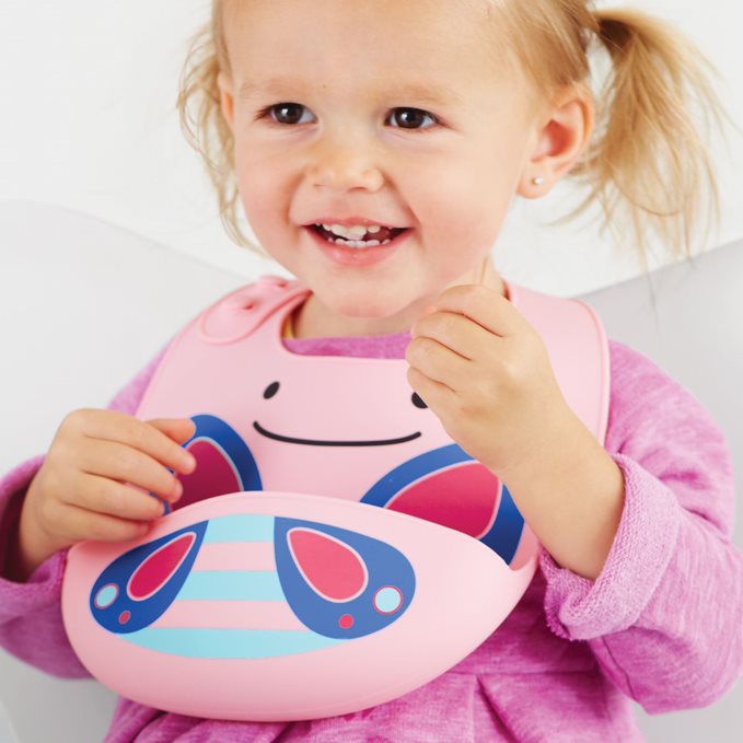 Skip Hop Zoo Fold & Go Silicone Bib Butterfly Age-6 Months & Above
