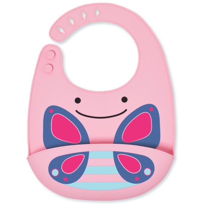 Skip Hop Zoo Fold & Go Silicone Bib Butterfly Age-6 Months & Above