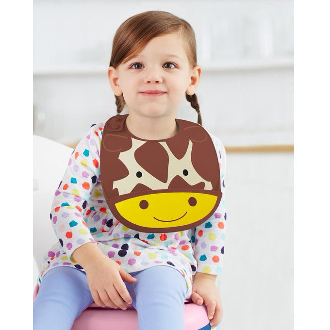 Skip Hop Zoo Fold & Go Silicone Bib Giraffe Age-2 Years & Above