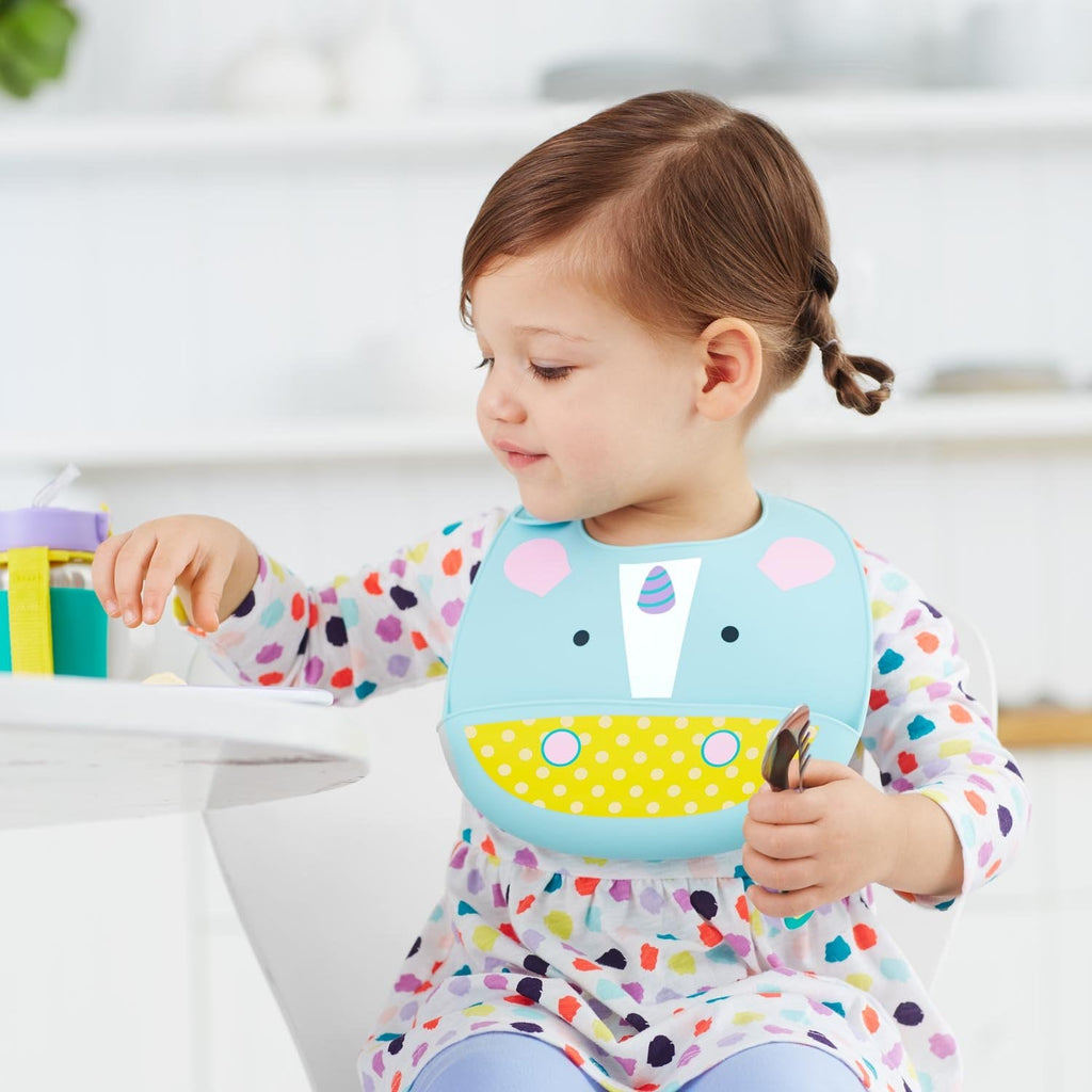 Skip Hop Zoo Fold & Go Silicone Bib Unicorn Multicolor Age-6 Months & Above