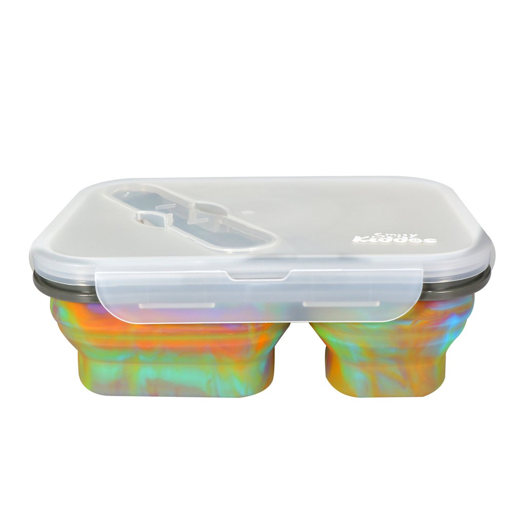 Smily Kiddos Silicone Expandable & Foldable Lunch Box Rainbow Color Age 5Y+