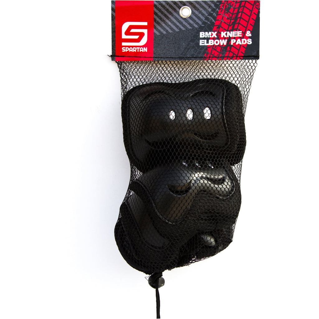 Spartan Knee & Elbow Pads Set Black Small Age- 7 Years to 9 Years