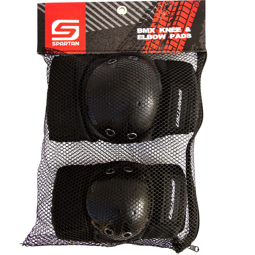 Spartan Knee & Elbow Pads Set Black Small Age- 7 Years to 9 Years