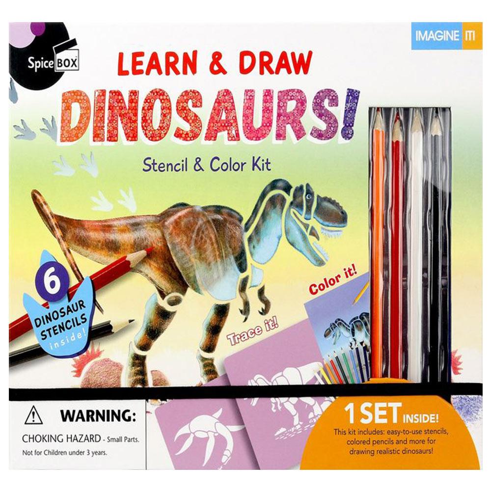 Spice Box Imagine It Dinosur Book Stencil Set Age 3Y+ Unisex