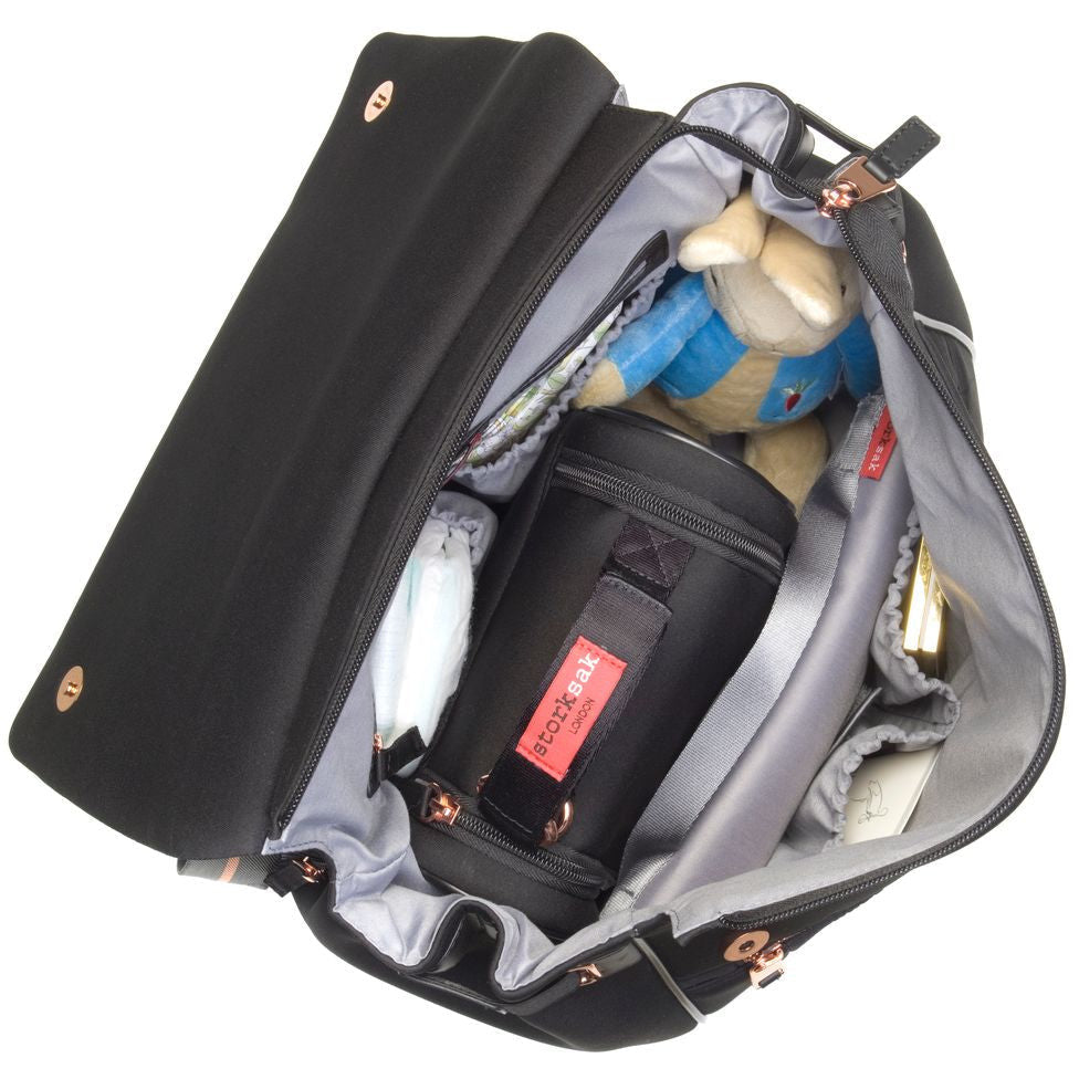 Storksak St. James Diaper Bag Black Scuba Age- Newborn & Above