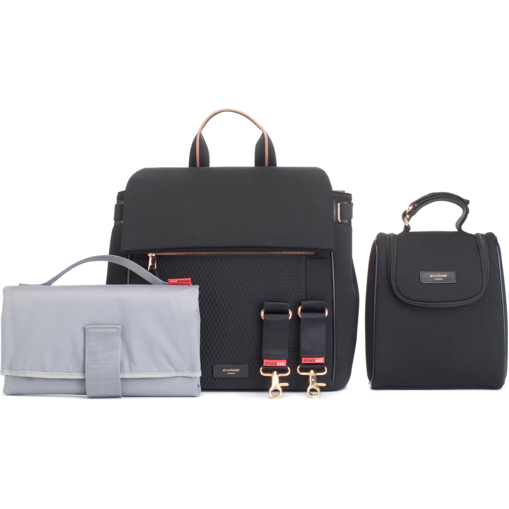 Storksak St. James Diaper Bag Black Scuba Age- Newborn & Above