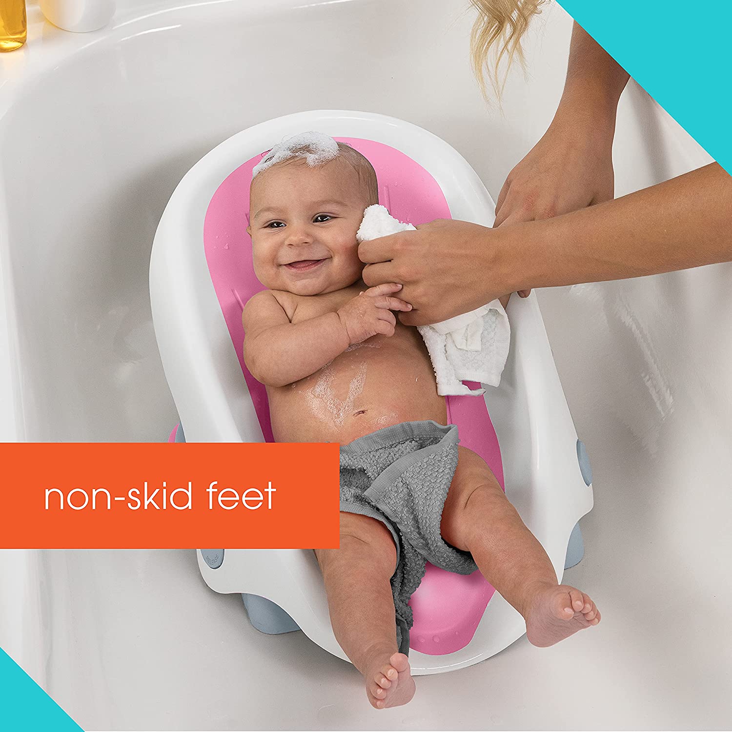 Summer Infant Clean Rinse Grow With Me Baby Bather Pink Age