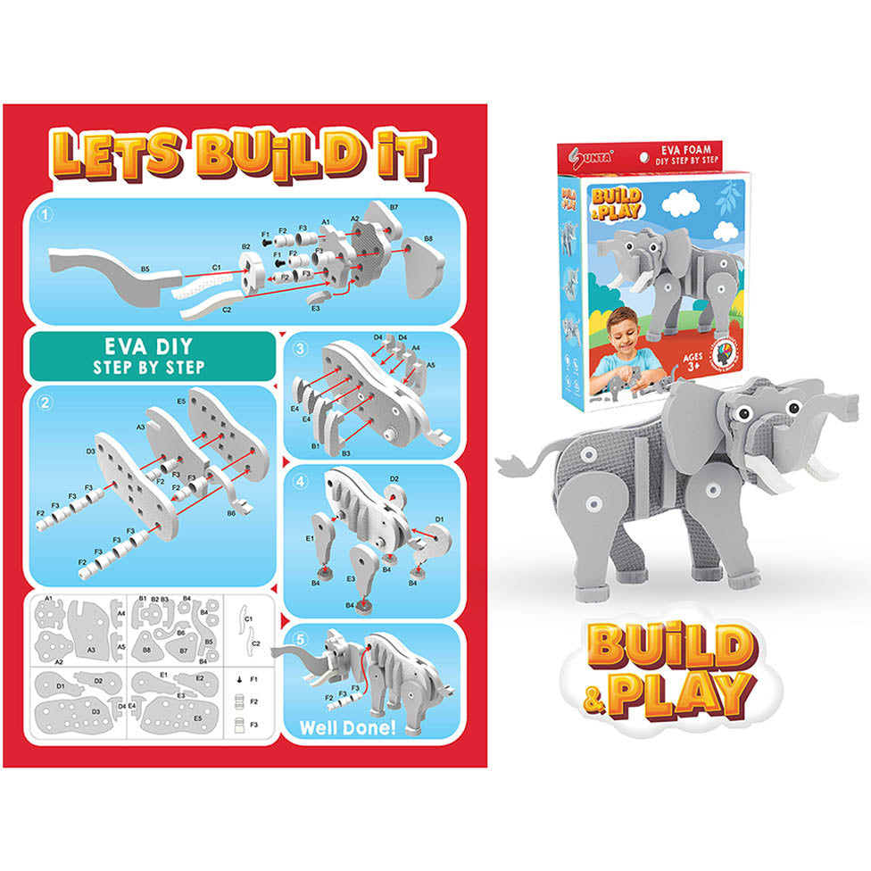 Sunta DIY Play Foam Building Toy Elephant Age-3 Years & Above