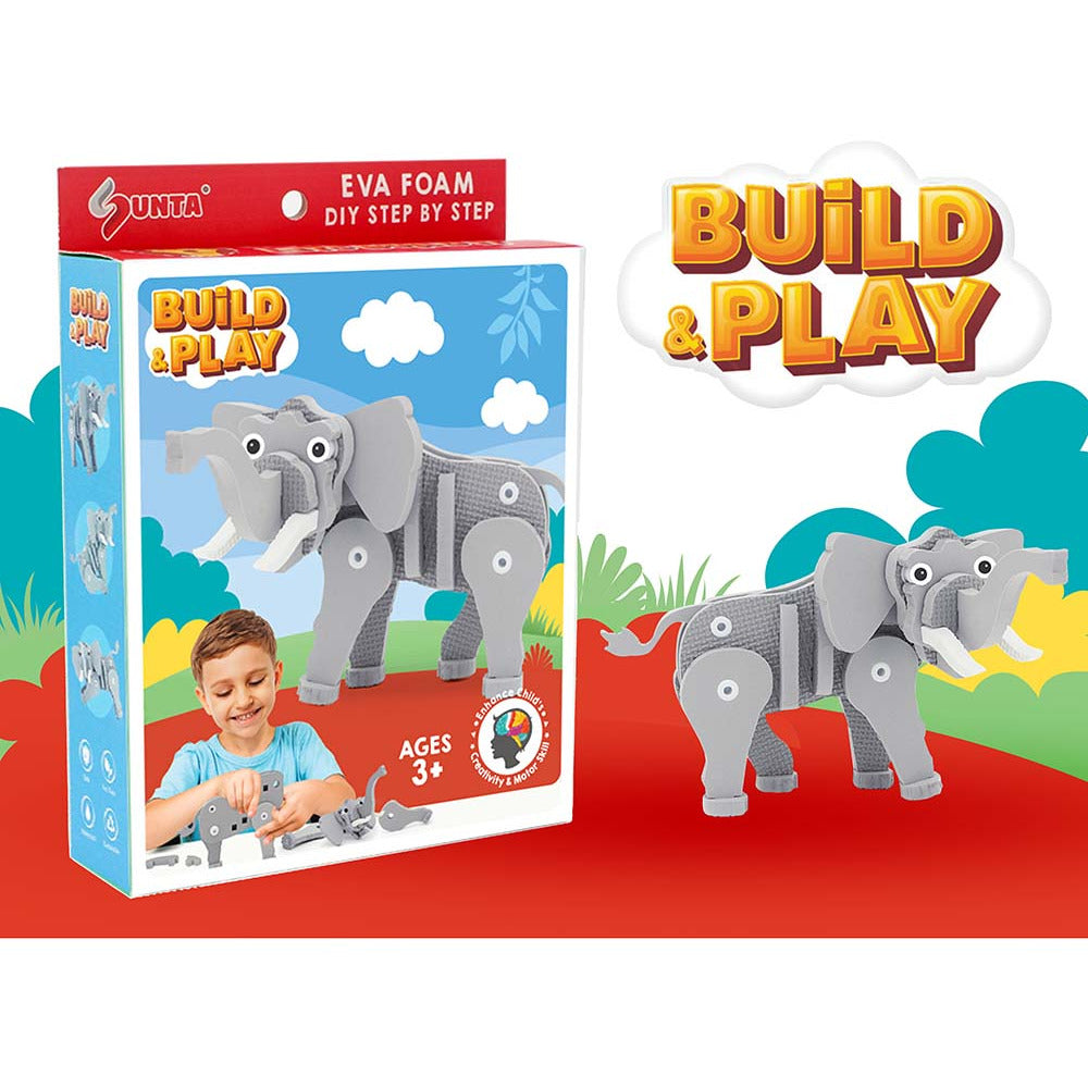 Sunta DIY Play Foam Building Toy Elephant Age-3 Years & Above