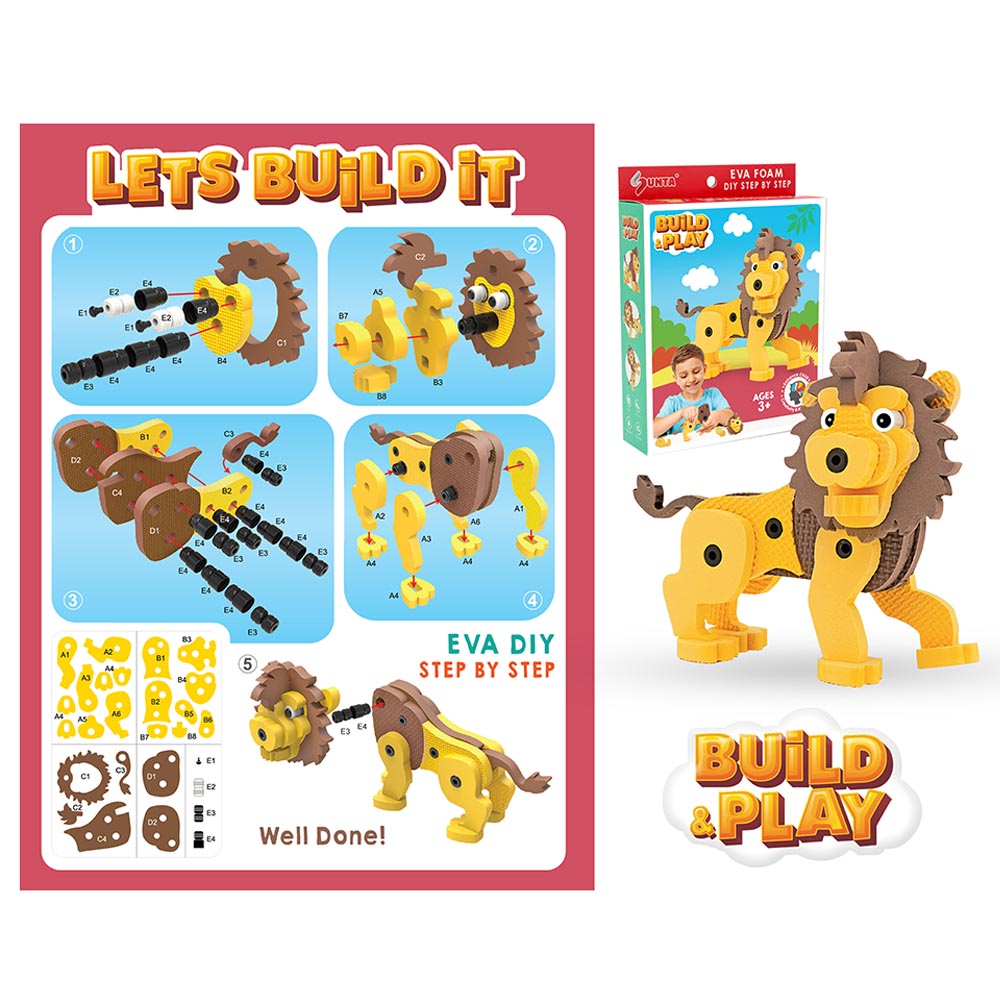Sunta DIY Play Foam Building Toy Lion Age-3 Years & Above