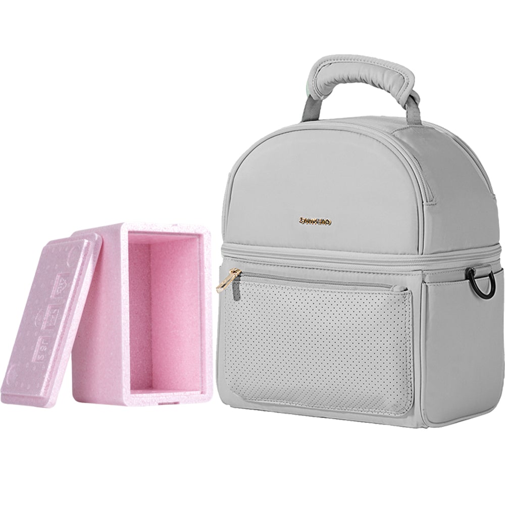 Sunveno Insulated Lunch Bag With Thermos Box - Grey