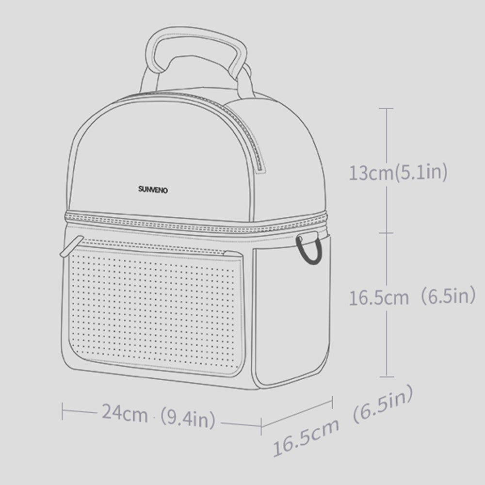 Sunveno Insulated Lunch Bag With Thermos Box - Grey