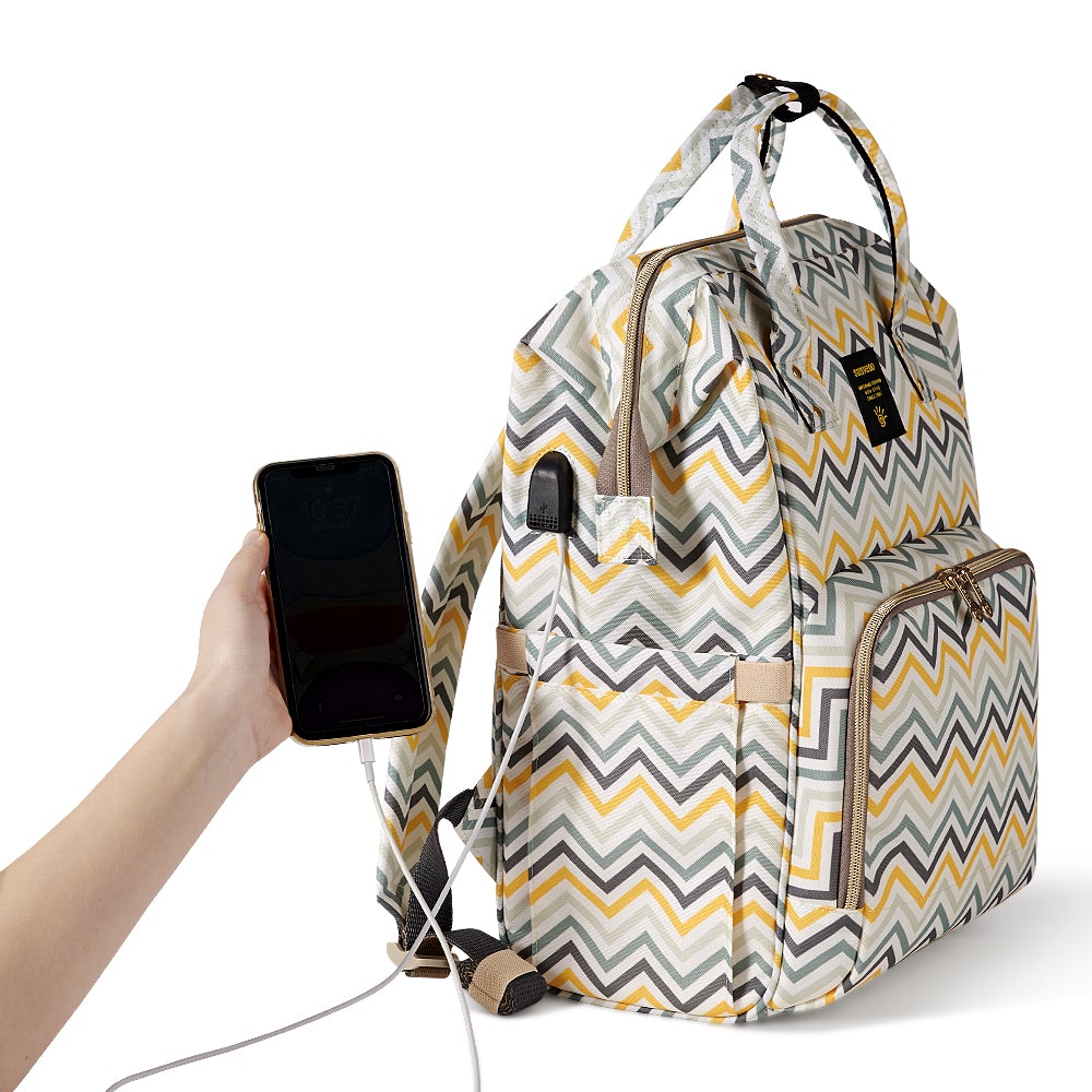 Sunveno Diaper Bag - Yellow Wave Unisex