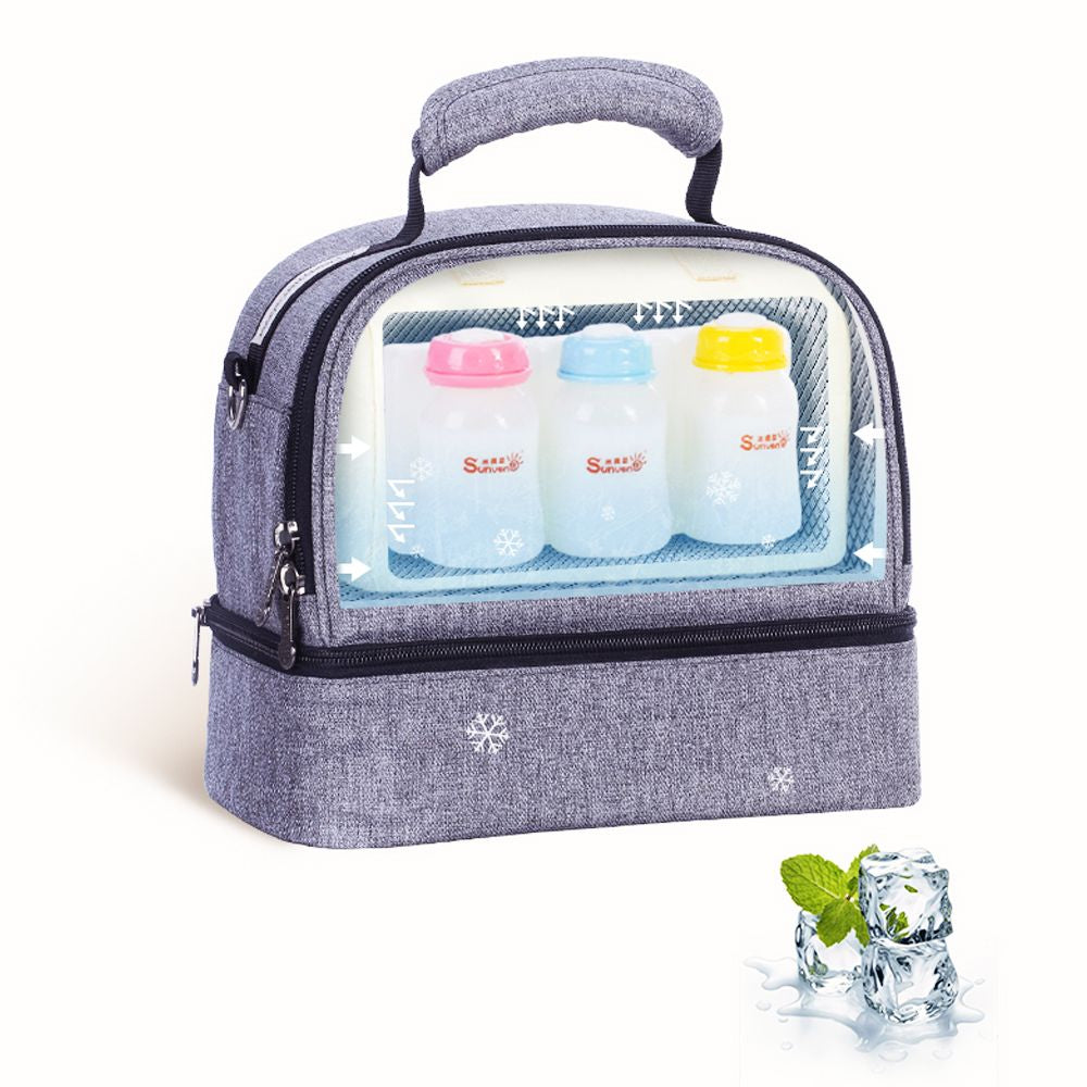 Sunveno Insulated Bottle/Lunch Bag - Grey Age-Newborn & Above