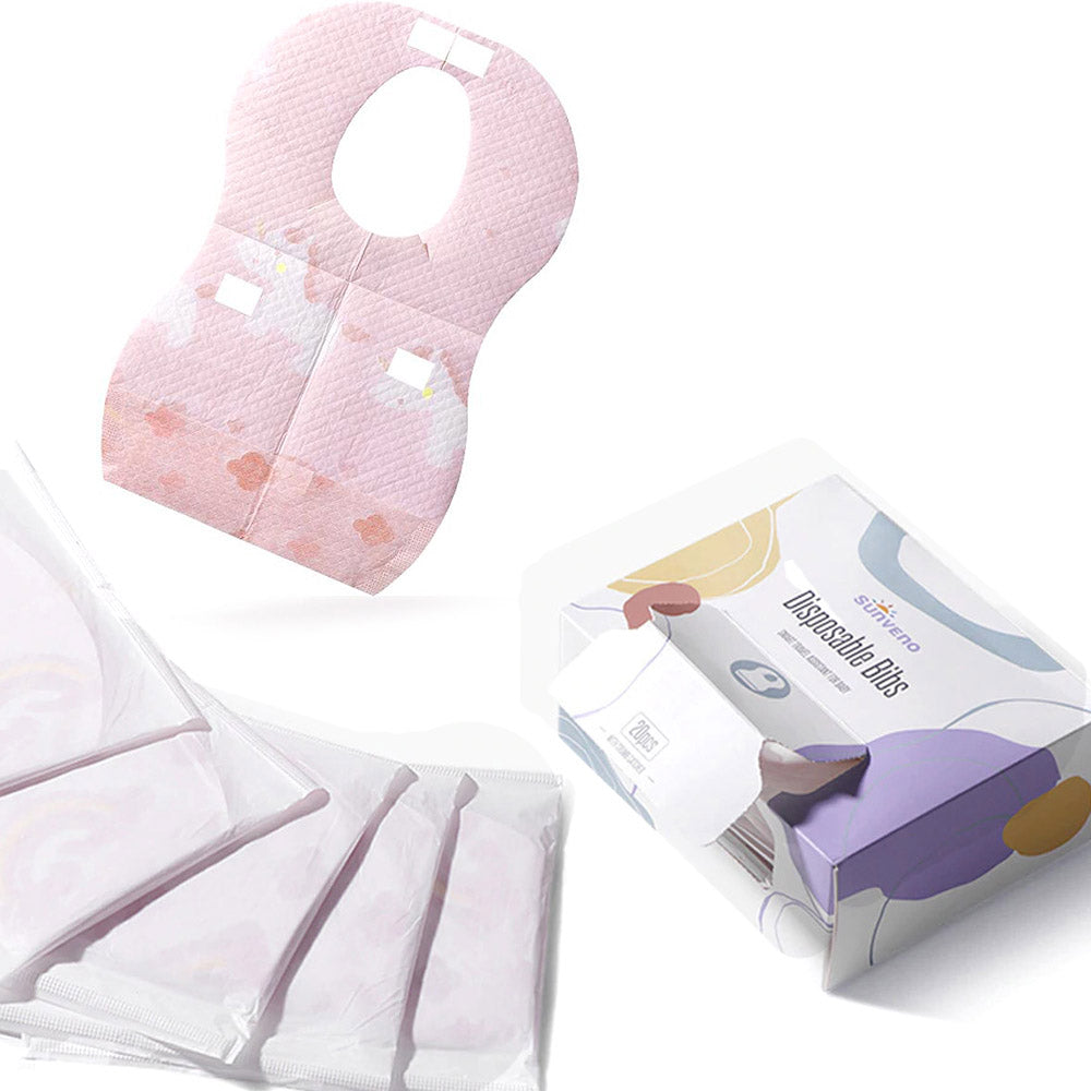 Sunveno Unicorn Themed Disposable Baby Bibs 20 Pieces-Pink Age-Newborn & Above
