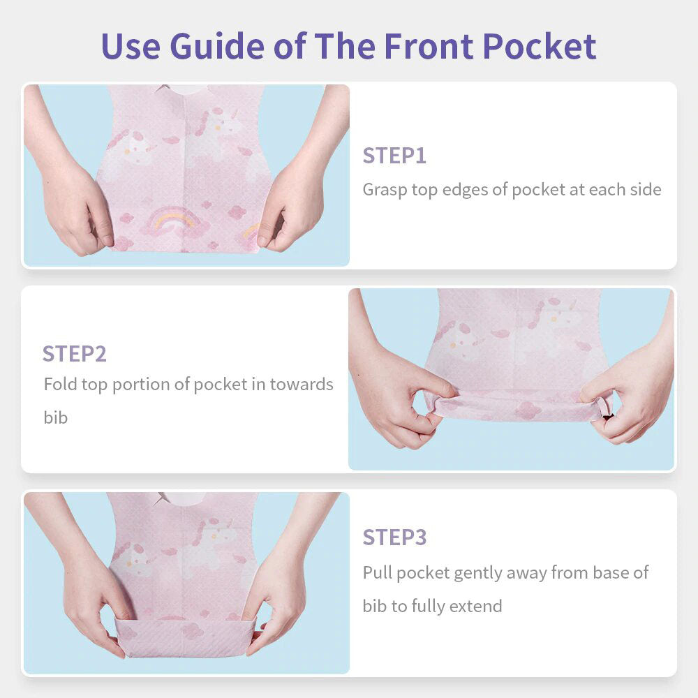 Sunveno Unicorn Themed Disposable Baby Bibs 20 Pieces-Pink Age-Newborn & Above