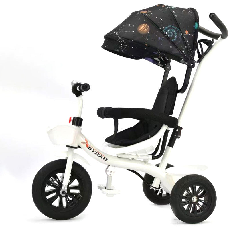 Sydad Tricyle with Canopy and Support Hand Bar White/Black Age- 9 Months to 4 Years