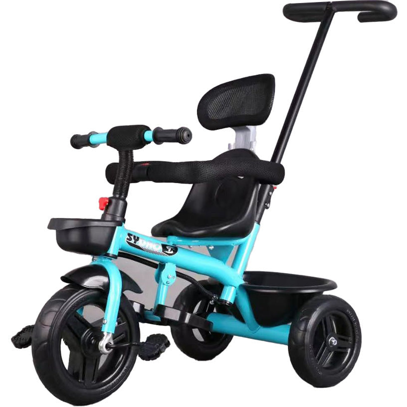 Sydad Tricyle with Support Hand Bar & Storage Basket Sky Blue/Black Age- 9 Months to 4 Years