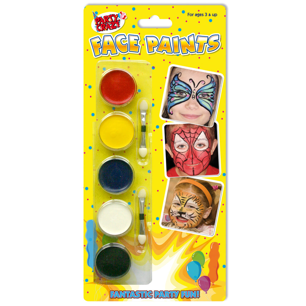 Pibi Party Crazy Face Paints 5 Pack Age-3 Years & Above