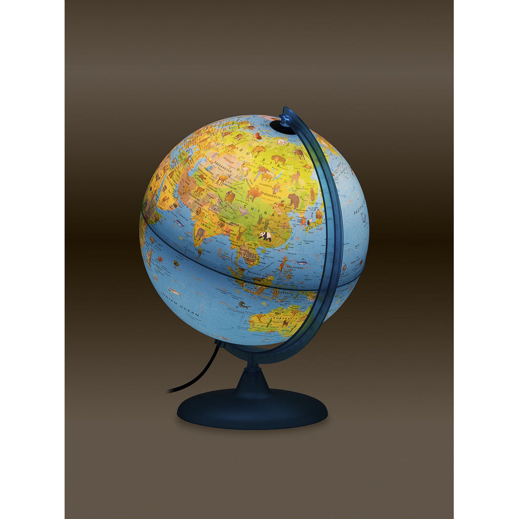 Tecnodidattica Safari Illuminated And Revolving Globe 12-Inch/30Cm Diameter, Blue Multicolor Age-5 Years & Above