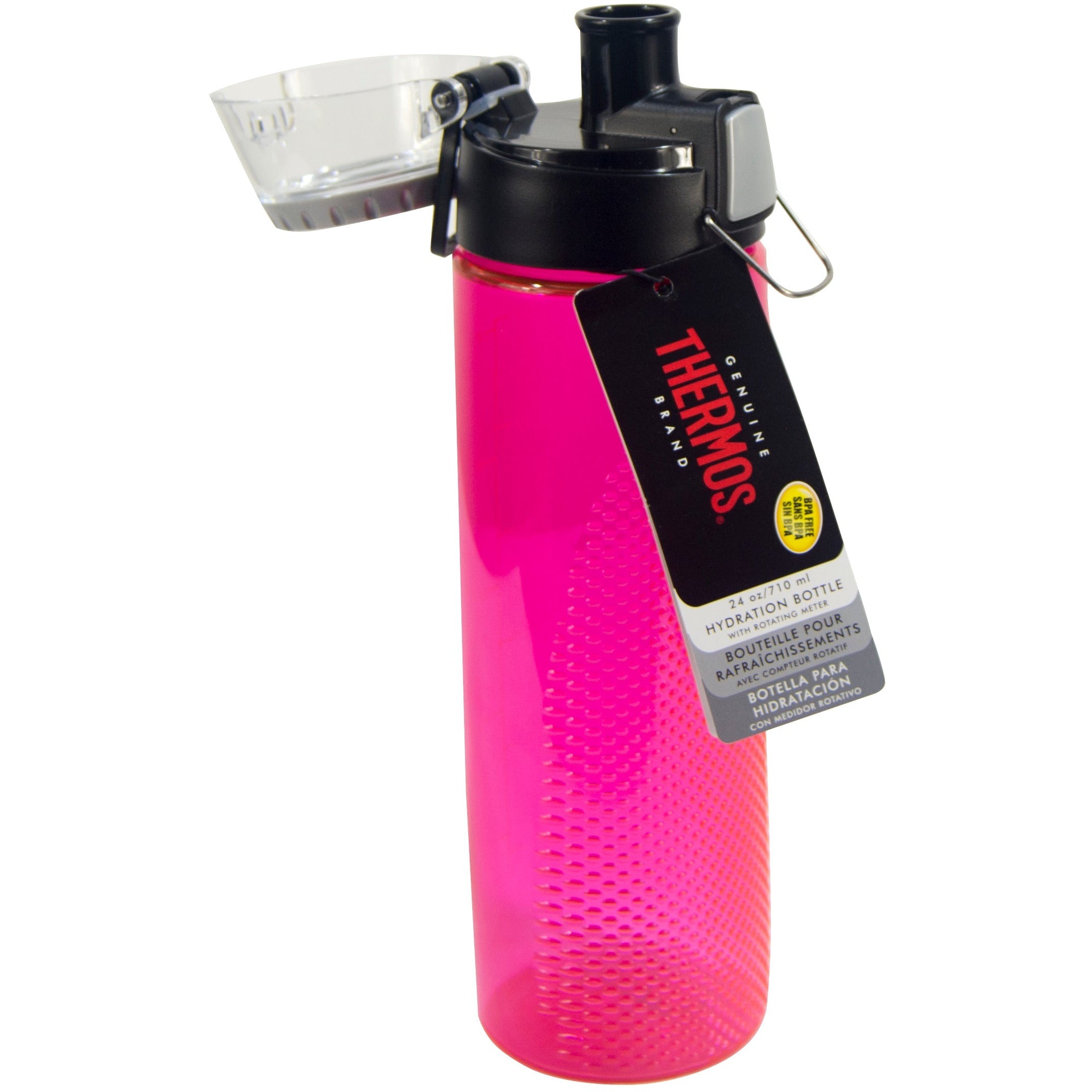 Thermos 24 oz BPA Free Plastic Hydration Bottle W Meter Pink