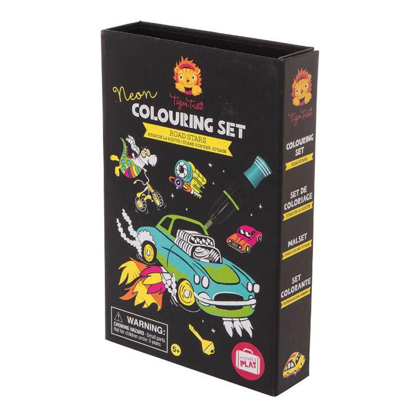 Tiger Tribe Neon Colouring Set - Road Stars Age 3Y+