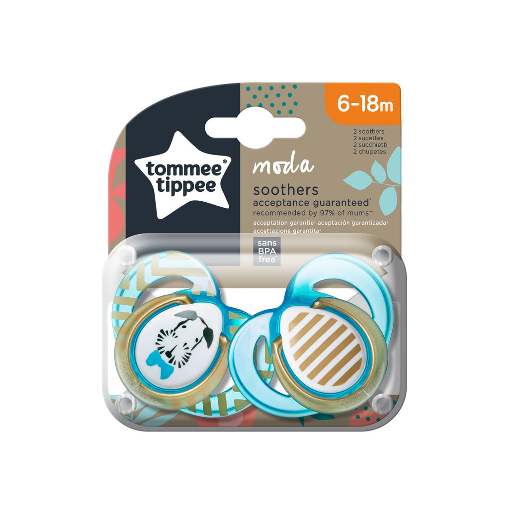 Tommee Tippee 2X 6 18 Moda Soother for Boys Multicolour Age 6 Months & Above