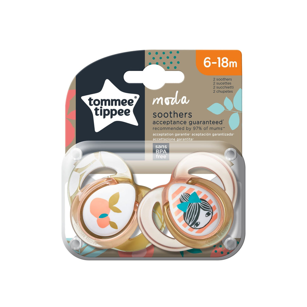 Tommee Tippee 2X Moda Soothers for Girls Multicolour Age 6 Months & Above