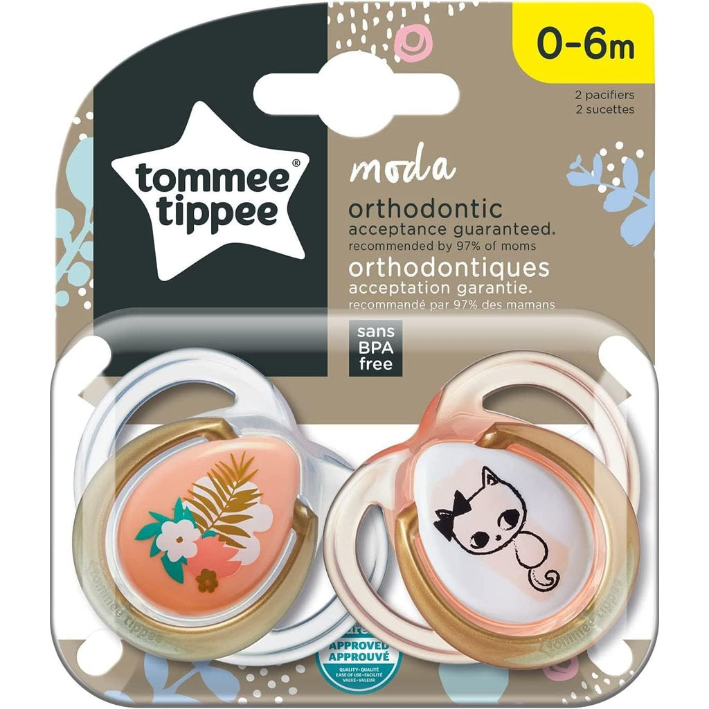 Tommee Tippee 2X Moda Soothers for Girls Multicolour Age Newborn to 6 Months