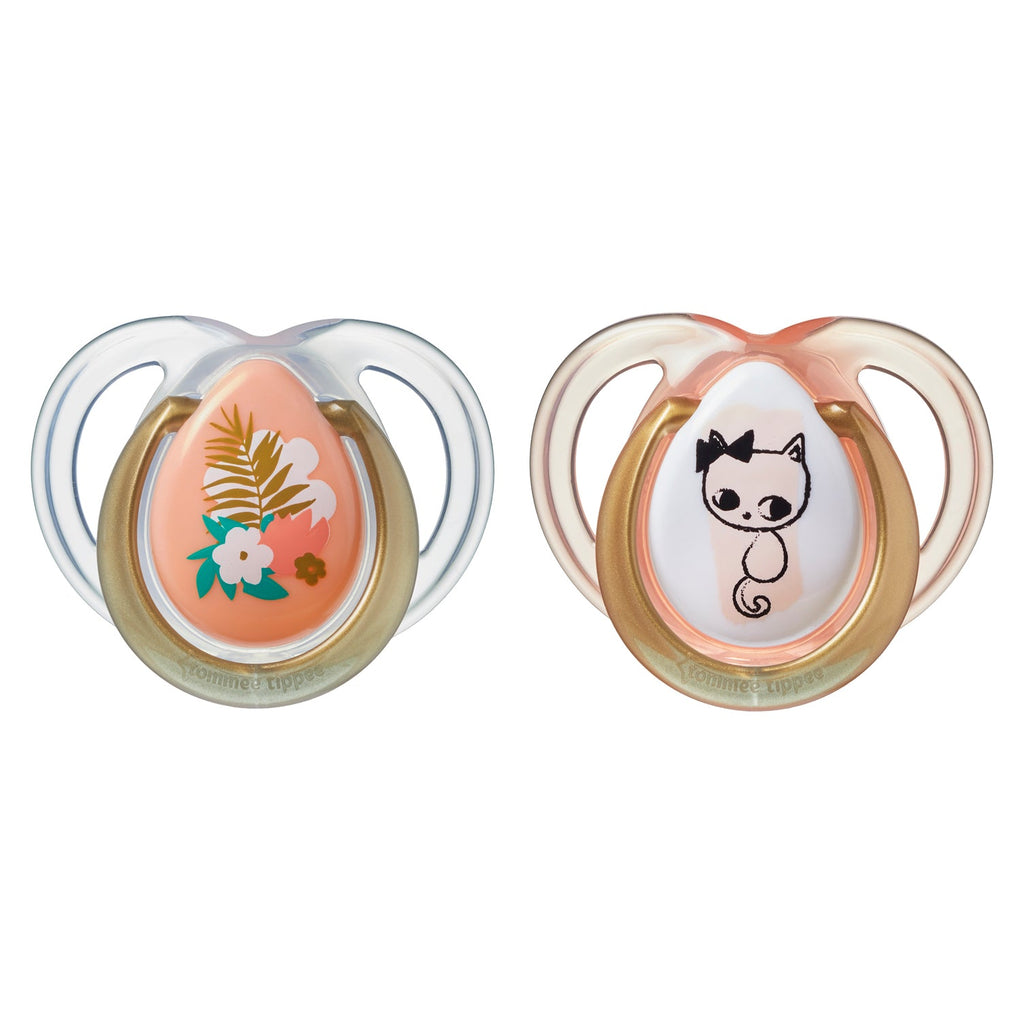 Tommee Tippee 2X Moda Soothers for Girls Multicolour Age Newborn to 6 Months