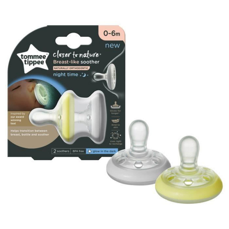 Tommee Tippee Breast Like Soother Night Yellow/Gray Age- Newborn to 6 Months
