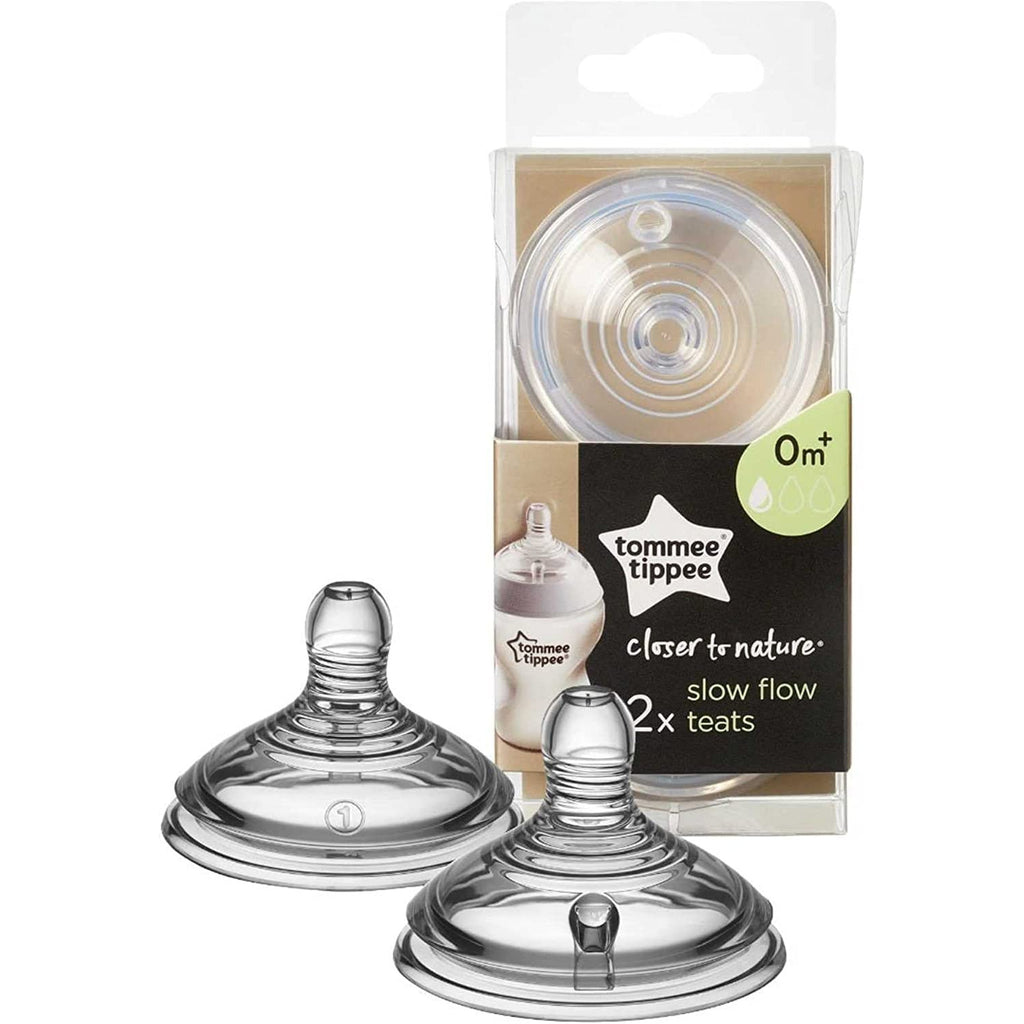Tommee Tippee Closer to Nature Baby Bottle Teats with Anti-Colic Valve Slow Flow 2 Pack Age- Newborn and Above