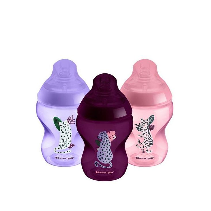 Tommee Tippee Closer to Nature Bottles Pack of 3 260 Ml Jungle Pink Age- Newborn & Above