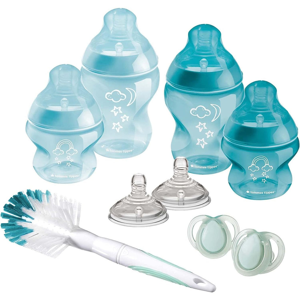 Tommee Tippee Closer to Nature Newborn Anti Colic feeding Bottles Starter Kit for Boys Blue Age- Newborn & Above