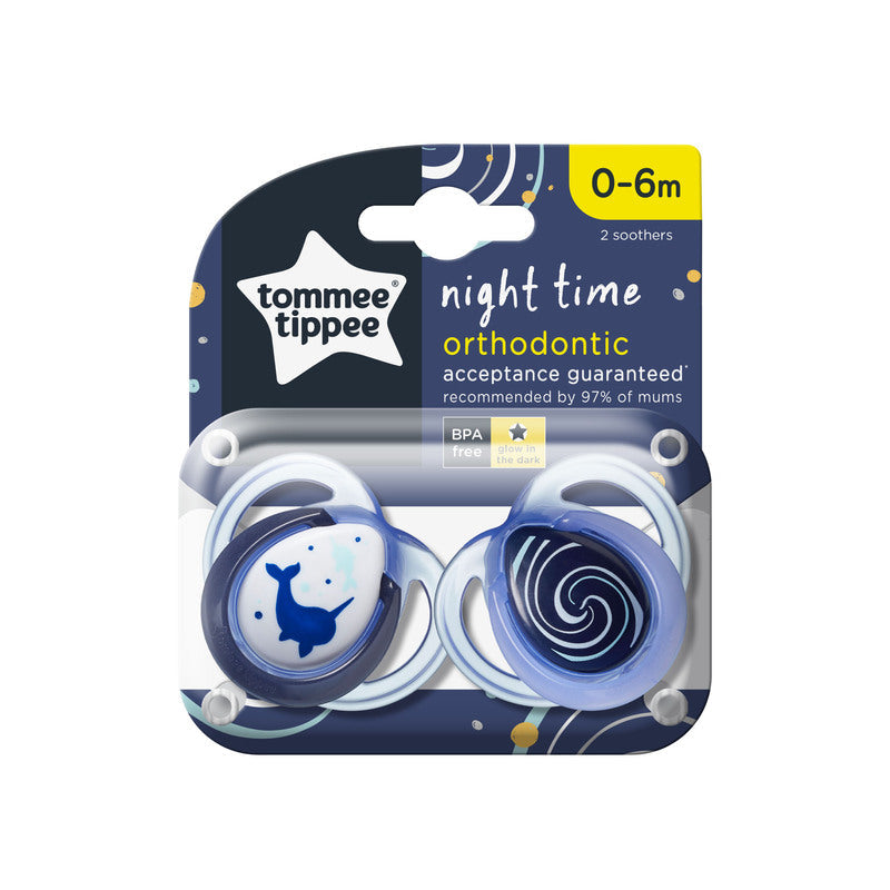 Tommee Tippee Closer to Nature Night Time Soother Pack of 2 Multicolor Age-0-6 Months